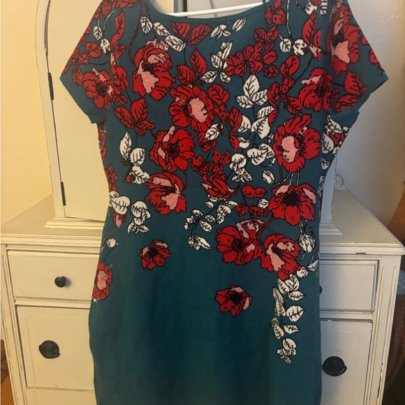 Maeve Teal and Red Floral Mini Dress - Picture 4 of 4
